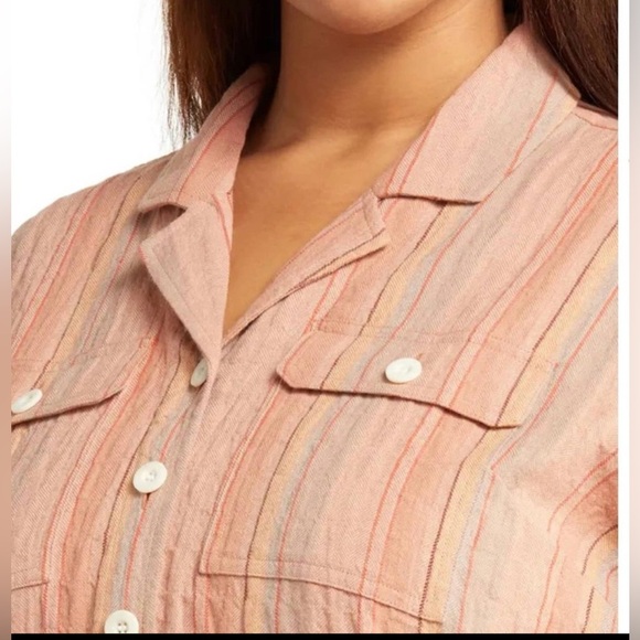 NEW MADEWELL - stripe stretch oversized button down - Picture 3 of 6